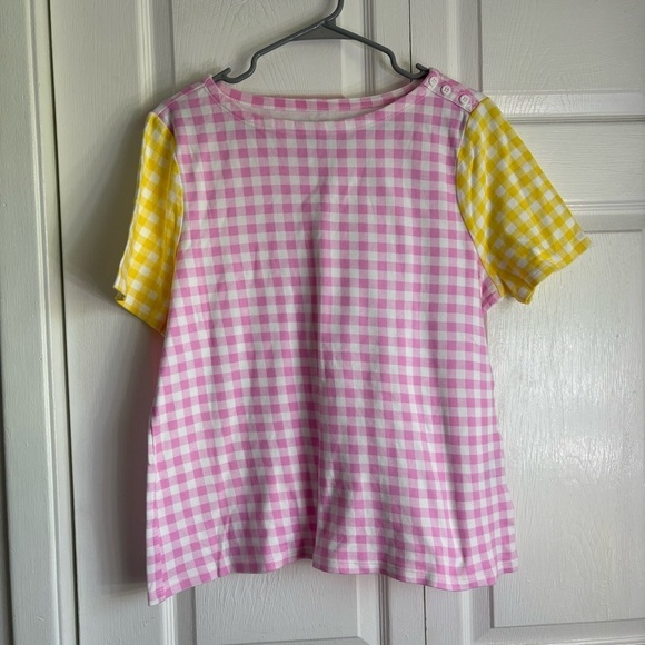 Charter Club Tops - Pink and Yellow Gingham Charter Club Short Sleeve T-shirt - Size XL